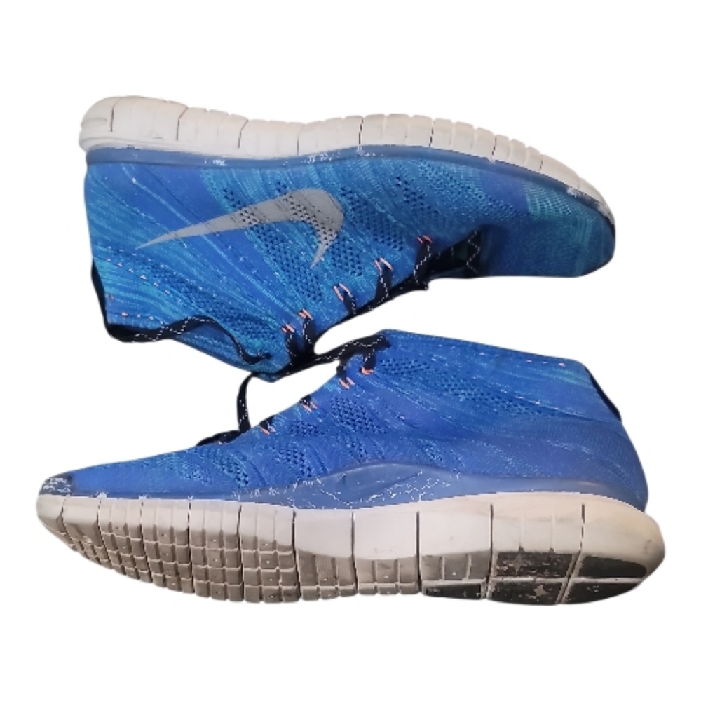 Nike free flyknit chukka game royal blue grey hi top Sneakers 13 running shoes